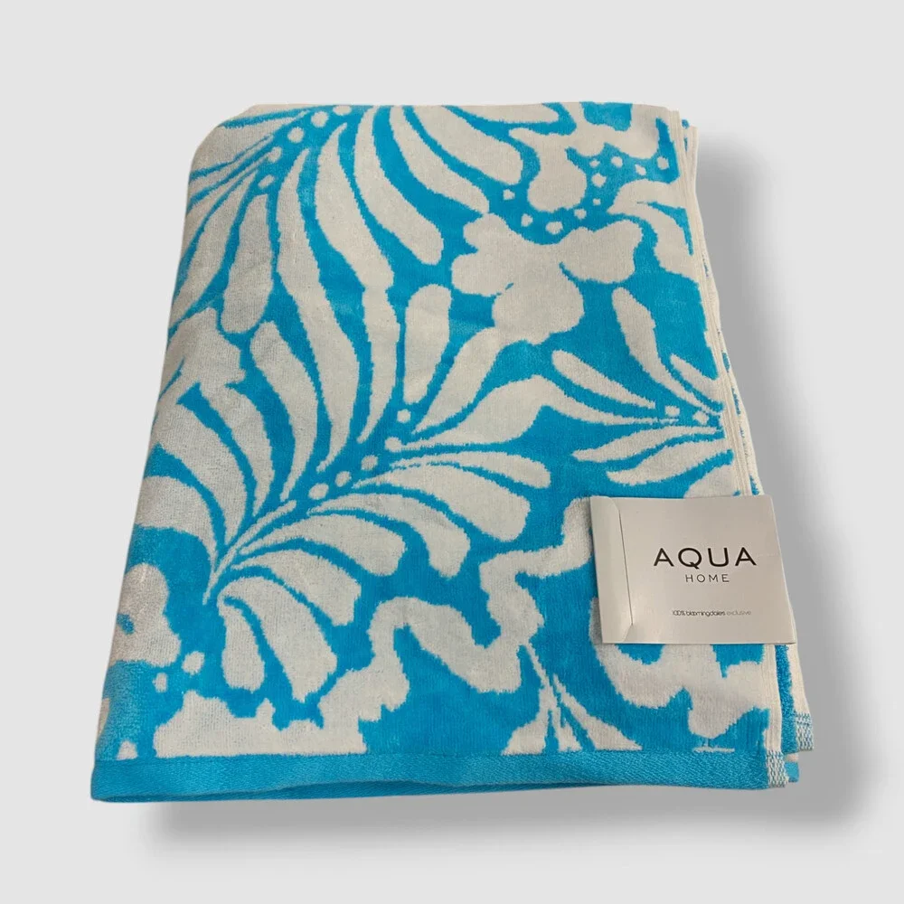 Aqua Home Blue Floral Beach Towel Size- 40 in x 70